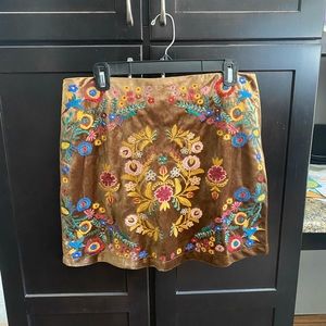 Umgee Brown Embroidered Skirt